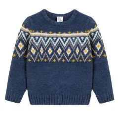 SWETER CHŁOPIĘCY WZORZYSTY GRANATOWY MELANŻ 92 CM COOL CLUB