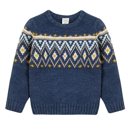 SWETER CHŁOPIĘCY WZORZYSTY GRANATOWY MELANŻ 92 CM COOL CLUB