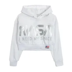 BLUZKA DZIEWCZĘCA Z KAPTUREM BIAŁA NASA 140 CM COOL CLUB