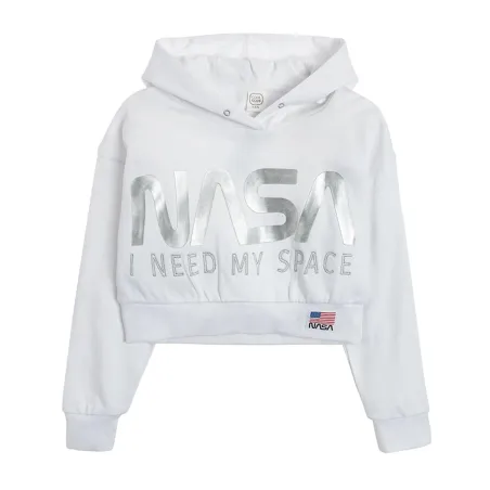 BLUZKA DZIEWCZĘCA Z KAPTUREM BIAŁA NASA 140 CM COOL CLUB