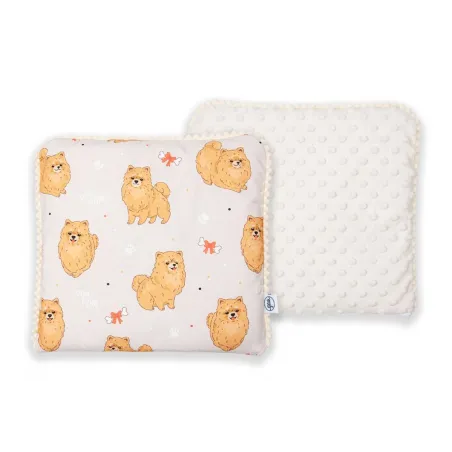 PODUSZKA MINKY Z WYPEŁNIENIEM POM POM 30 X 28 CM