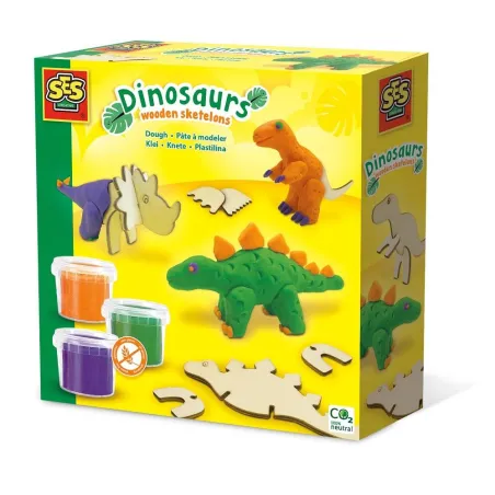 CIASTO MASA DREWNIANE DINOZAURY ZESTAW KREATYWNY SES CREATIVE 3+