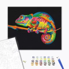 KOLOROWY KAMELEON MALOWANIE PO NUMERACH ZESTAW KREATYWNY 40 X 50 CM