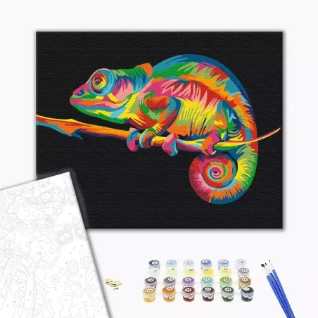 KOLOROWY KAMELEON MALOWANIE PO NUMERACH ZESTAW KREATYWNY 40 X 50 CM