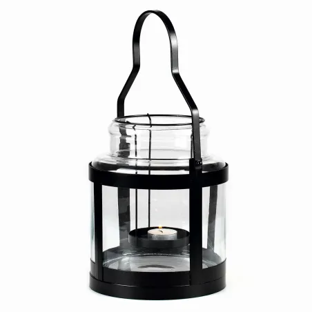 DUŻA METALOWA LATARNIA LAMPION CZARNA 36.5 X 19 CM