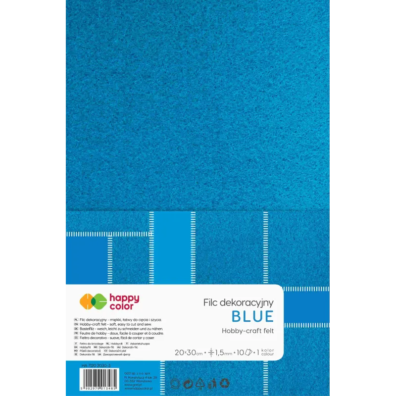 FILC DEKORACYJNY 20 X 30 CM NIEBIESKI 10 ARKUSZY HAPPY COLOR