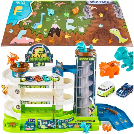 Park Dinozaurów Dla Samochodów Interaktywny Z Windą Mega Creative 3+