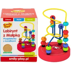 LABIRYNT Z MAŁPKĄ PRZEPLATANKA Z KORALIKAMI SMILY PLAY 9M+