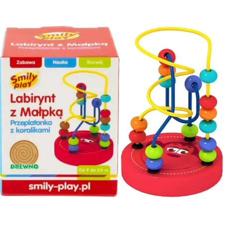 LABIRYNT Z MAŁPKĄ PRZEPLATANKA Z KORALIKAMI SMILY PLAY 9M+