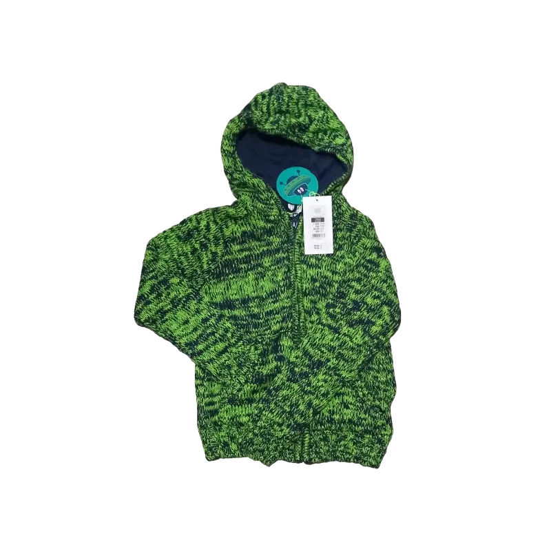 SWETER Z KAPTUREM ROZSUWANY ZIELONY MELANŻ 128 CM COOL CLUB