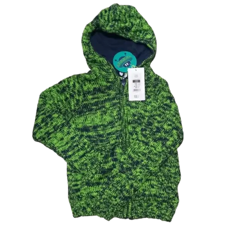SWETER Z KAPTUREM ROZSUWANY ZIELONY MELANŻ 128 CM COOL CLUB