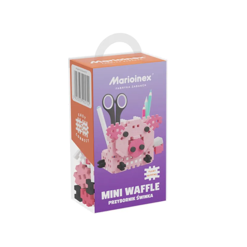 MINI WAFLE KLOCKI KONSTRUKCYJNE PRZYBORNIK ŚWINKA 70 ELEMENTÓW MARIONEX 5+
