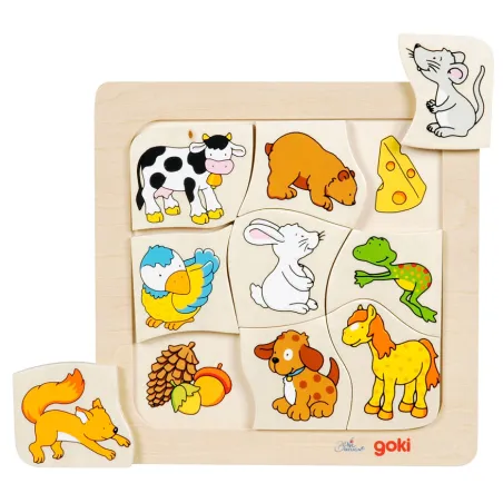 Co Jedzą Zwierzątka Puzzle Drewniane 9 Elementów Goki 2+ Co Jedzą Zwierzątka Puzzle Drewniane 9 Elementów Goki 2+