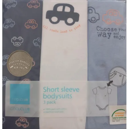 BAWEŁNIANE BODY CHŁOPIĘCE KRÓTKI RĘKAW 3-PAK 86 CM COOL CLUB