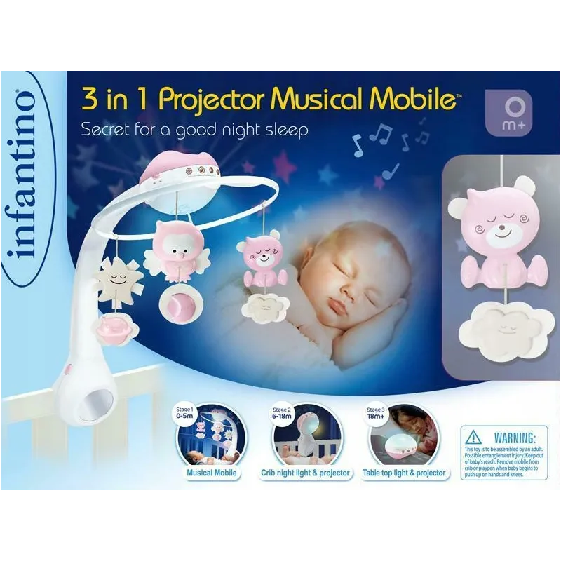 PROJEKTOR MUZYCZNA KARUZELKA SZARA 0M+