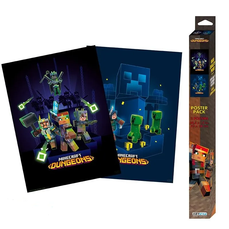 PLAKAT MINECRAFT DUNGEONS 2 SZTUKI 52X38 CM