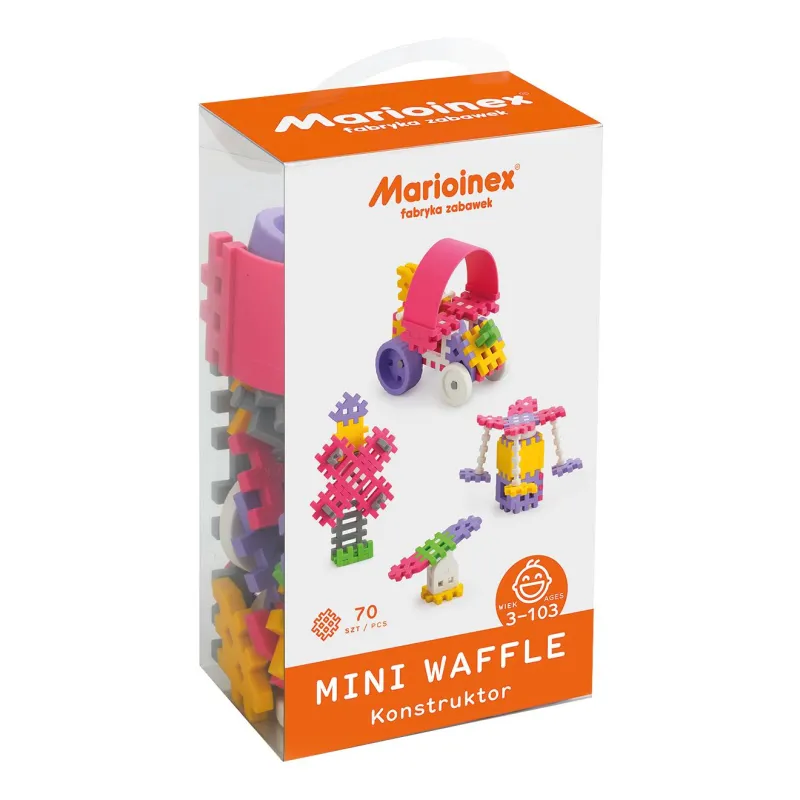 KLOCKI WAFFLE MINI DZIEWCZYNKA 70 SZTUK 3+