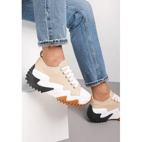 Ciemnobeżowe Sneakersy Na Platformie Z Wypustkami Rozmiar 39