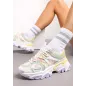 Biało-Zielone Sneakersy Na Tłoczonej Podeszwie Zdobione Licznymi Wstawkami Rozmiar 39 Biało-Zielone Sneakersy Na Tłoczonej Podeszwie Zdobione Licznymi Wstawkami Rozmiar 39