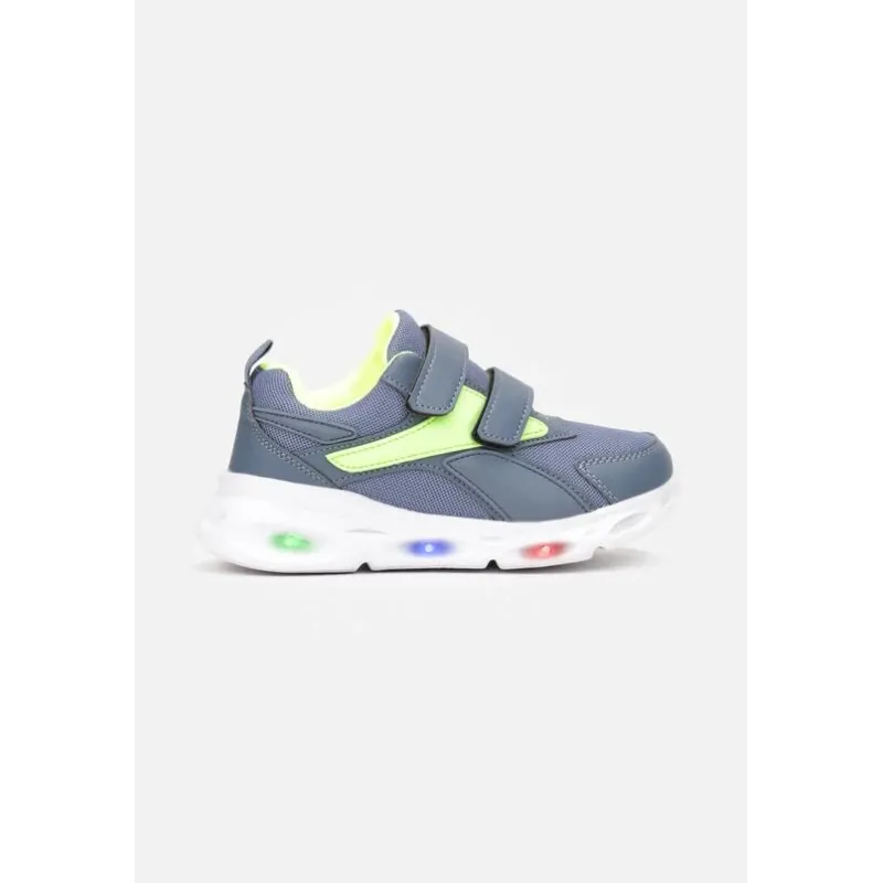 NIEBIESKIE BUTY SPORTOWE NA PODESZWIE Z DIODAMI I RZEPEM ROZMIAR 28