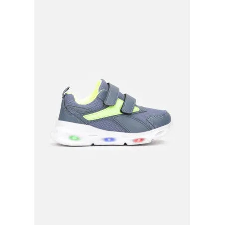 NIEBIESKIE BUTY SPORTOWE NA PODESZWIE Z DIODAMI I RZEPEM ROZMIAR 28
