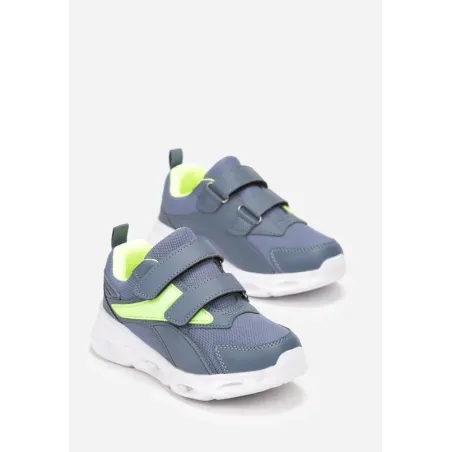 Niebieskie Buty Sportowe Na Podeszwie Z Diodami I Rzepem Rozmiar 28
