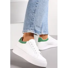 BIAŁO-ZIELONE SNEAKERSY NA PLATFORMIE ROZMIAR 41