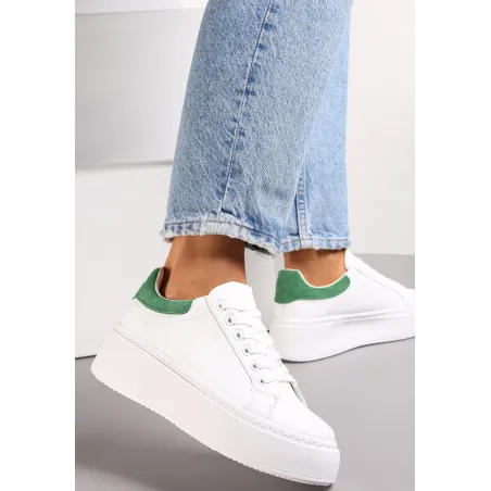 BIAŁO-ZIELONE SNEAKERSY NA PLATFORMIE ROZMIAR 41