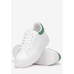 BIAŁO-ZIELONE SNEAKERSY NA PLATFORMIE ROZMIAR 41