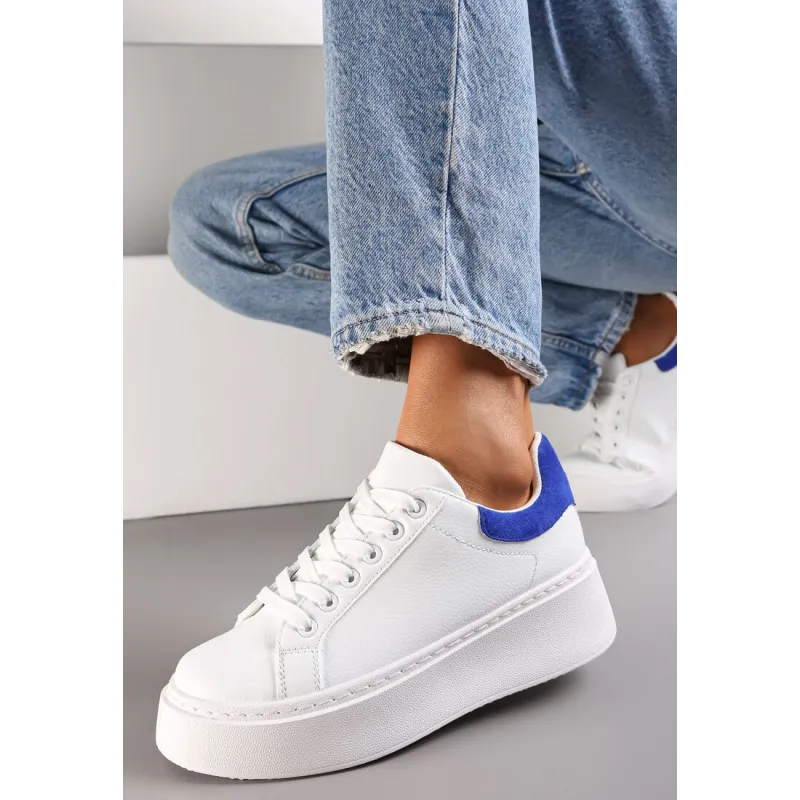 BIAŁO-NIEBIESKIE SNEAKERSY NA PLATFORMIE ROZMIAR 37