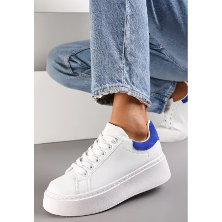BIAŁO-NIEBIESKIE SNEAKERSY NA PLATFORMIE ROZMIAR 37