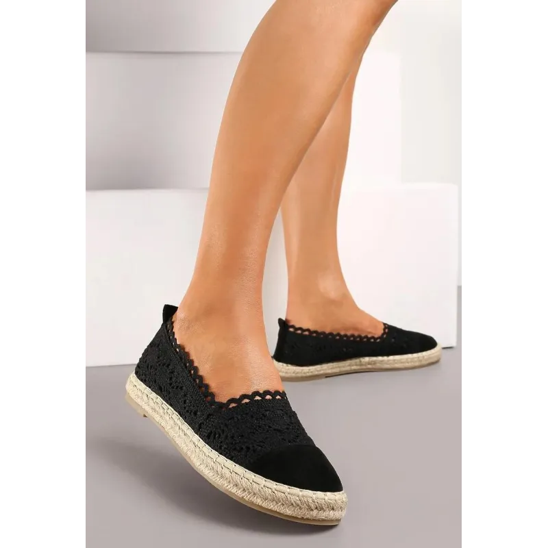 CZARNE KORONKOWE ESPADRYLE ROZMIAR 38