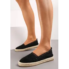 Czarne Koronkowe Espadryle Rozmiar 38