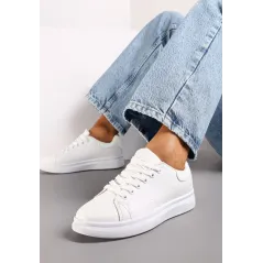 BIAŁE WIĄZANE SNEAKERSY NA PŁASKIEJ PODESZWIE ROZMIAR 38
