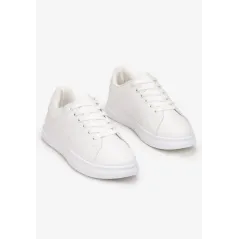 BIAŁE WIĄZANE SNEAKERSY NA PŁASKIEJ PODESZWIE ROZMIAR 38