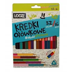 KREDKI OŁÓWKOWE DWUSTRONNE 32 KOLORY LOOZZ