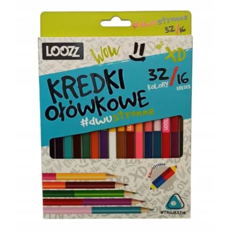 KREDKI OŁÓWKOWE DWUSTRONNE 32 KOLORY LOOZZ