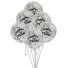BALONY SYLWESTROWE HAPPY NEW YEAR 6 SZTUK