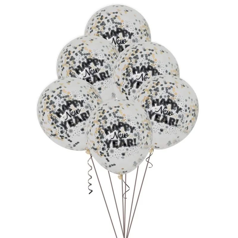 BALONY SYLWESTROWE HAPPY NEW YEAR 6 SZTUK