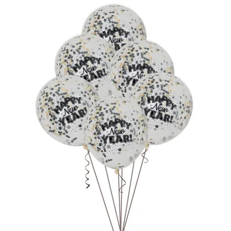 BALONY SYLWESTROWE HAPPY NEW YEAR 6 SZTUK