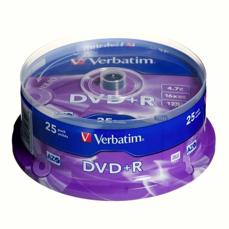 PŁYTY DVD+R C25 VERBATIM AZO 4.7 GB 16X 25 SZT.
