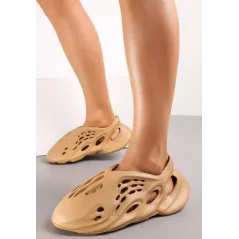 CIEMNOBEŻOWE WSUWANE SNEAKERSY Z LEKKIEJ PIANKI Z WYCIĘCIAMI ROZMIAR 37