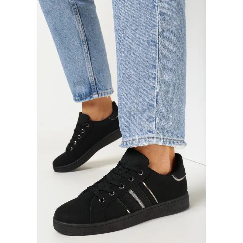 CZARNE SNEAKERSY Z WSTAWKAMI ROZMIAR 36 CZARNE SNEAKERSY Z WSTAWKAMI ROZMIAR 36