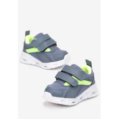NIEBIESKIE BUTY SPORTOWE Z RZEPEM NA ŚWIECĄCEJ PODESZWIE ROZMIAR 29 II GATUNEK