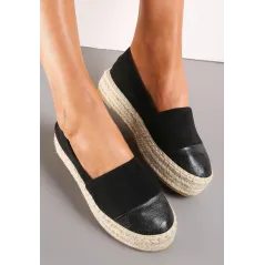 Czarne Wsuwane Espadryle Na Platformie Ze Sznurka Rozmiar 40