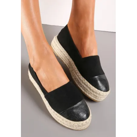 Czarne Wsuwane Espadryle Na Platformie Ze Sznurka Rozmiar 40