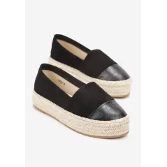 CZARNE WSUWANE ESPADRYLE NA PLATFORMIE ZE SZNURKA ROZMIAR 40
