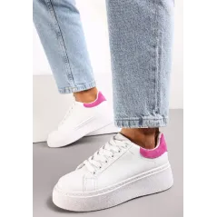 Sneakersy Z Kolorowym Zapiętkiem Na Platformie Biało-Fuksjowe Rozmiar 40 Ii Gatunek