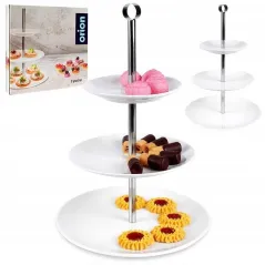 PATERA PORCELANOWA 3-POZIOMOWA NA CIASTKO CIASTO OWOCE DESERY