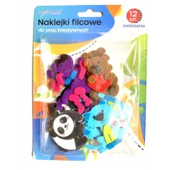 NAKLEJKI FILCOWE DO PRAC KREATYWNYCH ZWIERZĄTKA 12 SZTUK